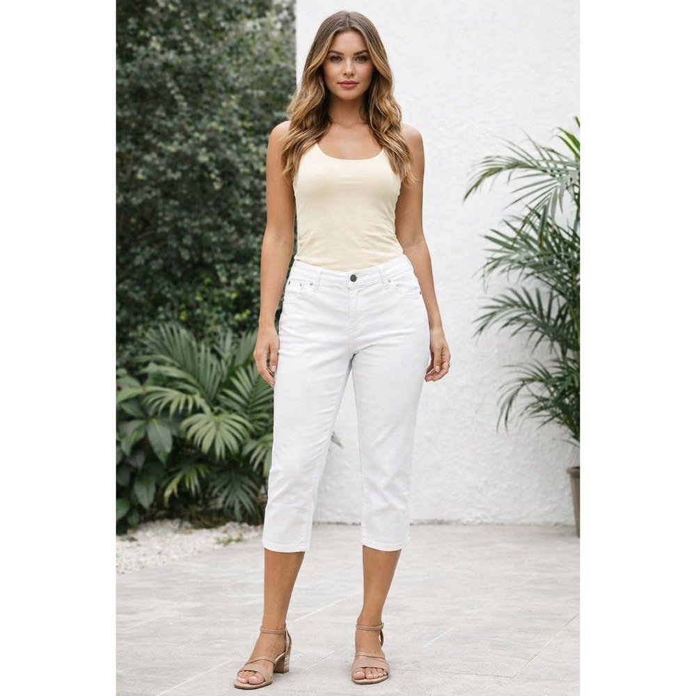 Bisou Bisou Michele Bohbot Skinny Jeans Women's Sz 18 White Denim Stretch Preppy